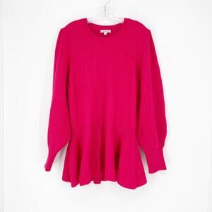 Ophelia Roe Fuschsia Pink Knit Peplum Sweater Size 2X